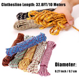 RICHSUM Clothesline - 10m Washing Line - All Purpose Washing Line - Portable Travel Clothes Line - Nylon Clothesline for Outdoor and Indoor Use - Random Color