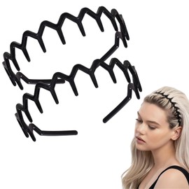 Esshogo 1 x zigzag headband, non-slip black comb hair bands, plastic hair comb headband, women's comfort zig zag headband, women's hair band