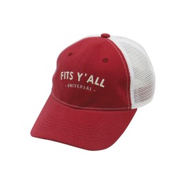 Fits Y'all Canvas Soft Mesh-Back Trucker Cap: Adjustable Relaxed Fit for Men, Women, and Unisex (Wide Fit, Red)
