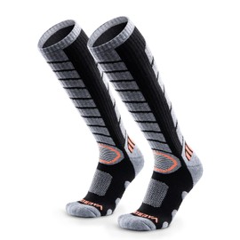 WEIERYA Merino Wool Ski Socks 2 Pairs Pack for Skiing, Snowboarding, Outdoor Sports Performance Socks Black M