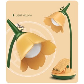 LED Desk Lamp Clip on Lamp Cordless Table Light Adjustable Gooseneck Dimmable Touch Rechargeable Battery Eye-Caring Night Light for Kids,Mini Cute Lamp for College Dorm Bedroom Reading (Yellow)