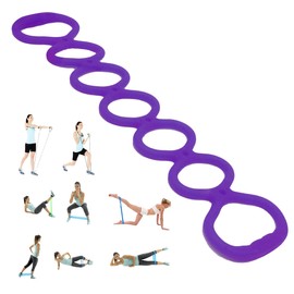 7 Ring Adjustable Loop Resistance Bands for Working Out Walk at Home，Workout Bands Exercise Stretch Band for Women&Men Fitness, Yoga, Pilates-Non-Slip, Durable Rubber, Home/Gym Use (Purple)