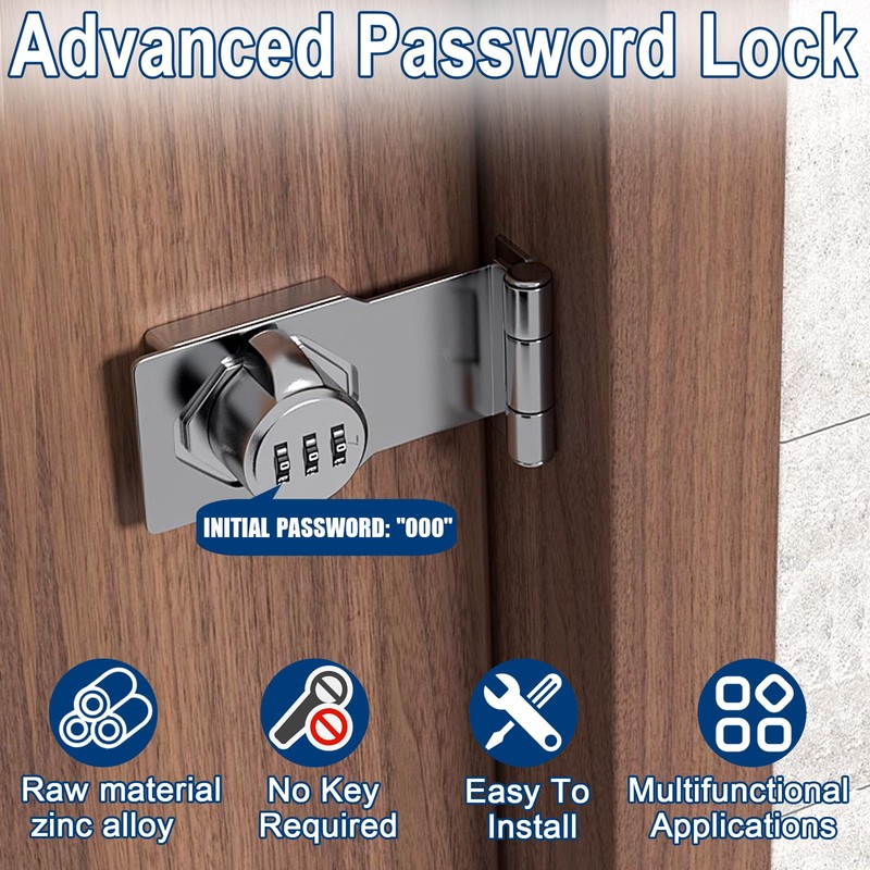 Hasp with Combination Lock Security Hasp with Lock 1 Piece