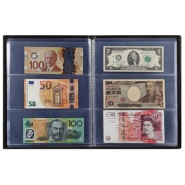 MUROAD Currency Album, 20 Sheets Clear Currency Sleeves, 60 Pockets Currency Holder for Bills, Currency Album Fits Euro Currency And Currency Foreign (Transparent Page)