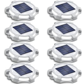 Siedinlar Solar Deck Lights Outdoor 2 Modes LED Dock Driveway Markers Light Waterproof for Step Ground Walkway Stair Pathway Yard Garden Road 8 Pack (Cool White/Warm White)