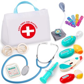 Pretend Play Doctors Set for Kids Doctor Play Set with Medical Bag Realistic Stethoscope Medical Kit Role Play Doctor Toys for Kids Toddlers Boys Girls 3+ Years Old Birthday Gift