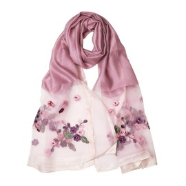 Lycharoty Women's Stole Scarf, For Spring & Summer, For Summer, Large, UV Protection, Cooling Protection, Thin, Silk, Floral Pattern, Wedding, Mother's Day, Mother's Day Gift, Birthday Gift, 3 Colors