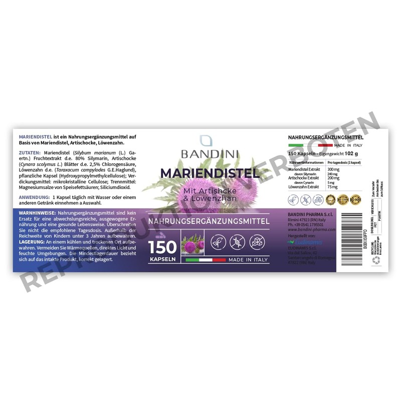 Bandini® Milk Thistle Artichoke Dandelion Complex | 150 Capsules |