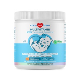 Multivitamin for Cats - 4oz Powder - L-Lysine, Taurine, and Spirulina for Immune Support and Eye Health - Fish Oil & Vitamins for Skin and Heart Health. (for Cats)