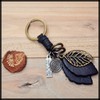 White Fang AZ145 Keychain, Leather, Stylish, Retro, Charm, Leaf, Keyring,