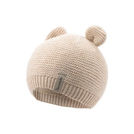 Sterntaler GOTS Knitted Hat Ears – First Hat Made of Cotton (Organic) – Cuddly Unisex Beanie Hat with 3D Ears – Baby and Children Transition Hat, sand, 41