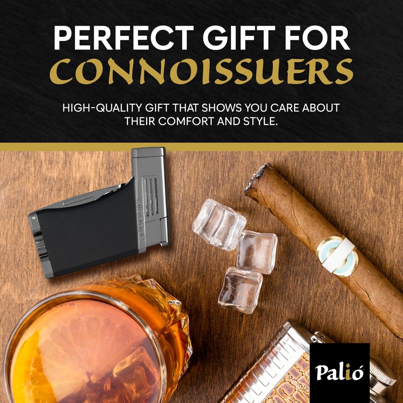 Palió Pro Scorpius Angled Black Single-Jet Refillable Butane Torch Lighter