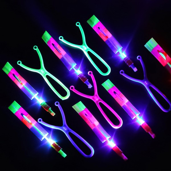 15 Pcs LED Light Slingshot Toys - Rocket Helicopter Flying Toys with LED Lights, Teenager Party Bag Fillers Dark Party Supplies Kids Outdoor Toys Party Favors for Children& Teenagers & Adults