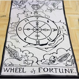 Indian Consigners Wheel of Fortune Tarot Cards Tapestry Wheel Of Fortune Cotton Posters Medieval Europe Tapestry(100 CM x 75 CM) (Wheel Of Fortune B/W)