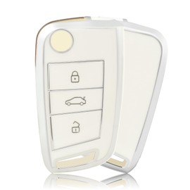 OFFCURVE Key Case Car Key Cover Key Case Protective Cover for VW Volkswagen Golf 7 MK7 Polo T-ROC Seat Leon Cupra Ibiza Toledo Arona Ateca Skoda Octavia Fabia Superb