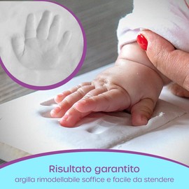 Footprints Frame for Babies, Hand and Foot, Christening Gift Ideas for Newborn and Girls, Footprints Set for Birthdays, Adjustable Photo Frame with Slot for Birth Bracelet