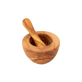 Benera Olive Wood Mortar and Pestle Set Approx. 12 cm Diameter