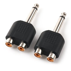 NANYI 1/4Inch 6.35mm Male to 2 RCA Female Audio Adapter, 2Pack