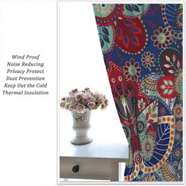 AuiMzoo - Cortinas opacas de estilo bohemio, estilo étnico tribal con estampado de peris, para recámara, sala de estar, cortinas opacas con bolsillo para barra de 63 x 63 pulgadas