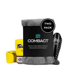 COMBACT Premium Microfibre Cloth to Clean, Dry and Deodorise Boxing Gloves and Shinguards, Removes Sweat and Helps Reduce Odour and Bacteria, Pack of 2