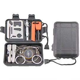 EMDMAK Survival Kit Outdoor Emergency Gear Kit for Camping Hiking Travelling or Adventures (Black)
