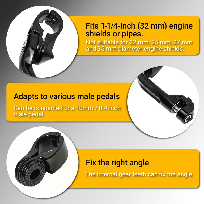 Sresk 1-1/4 in Highway Footpegs Long Angled Adjustable Highway Pegs