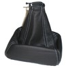 Shift Boot Lever Cuff / Black Leather / White Stitching