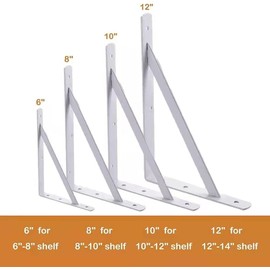 Kersally 10 Inch Shelf Brackets, 4 Pack Heavy Duty L Wall Bracket for Garage Storage Shelves,90 Degree Triangle Metal Supports for DIY Floating Shelf with Screws ( White)