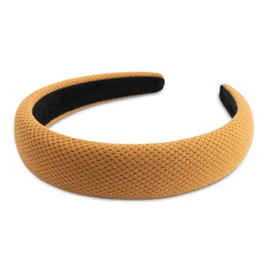 SXQLYH Headband Padded Wide, Women's Headband Padded Fabric, Beautiful Headbands, Soft Fabric Hair Hoops, Padded Hair Band, Comfortable Headbands for Women and Girls (Yellow, A)