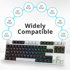 Fogruaden White on Black Keycaps, Cherry Profile PBT Doubleshot keycaps, Minimalist Style Black and White Keycap, 168 Keys Custom Keycaps for Mechanical Keyboard(WOB)