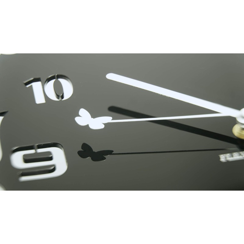 FLEXISTYLE modern wall clock Butterflies black acrylic glass high gloss