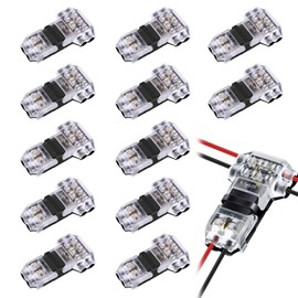 T Connector Low Voltage, Pack of 12 Low Voltage and Dustproof T Tap Cable Connectors, Branch Connector for Branching in Wires without Wire Stripping Required, Waterproof and Dustproof
