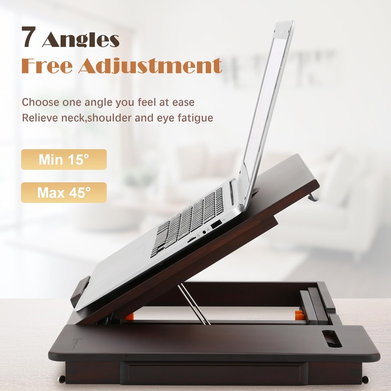 Laptop Desk for Bed with Fan Nnewvante 7 Angles &