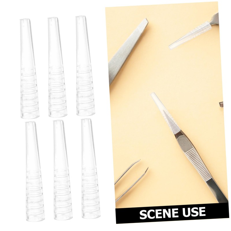 Outanaya 50Pcs Transparent Tweezers Caps for Eyelash Extension Non Slip