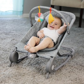 Summer Infant 2-in-1 Bouncer & Rocker Duo (Light Gray Tweed) Convenient and Portable Rocker and Bouncer for Babies Includes Soft Toys and Soothing Vibrations