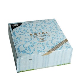 PAPSTAR, Royal Collection #85003 Serviettes 1/4 Fold 40 cm x 40 cm Turquoise Damascato