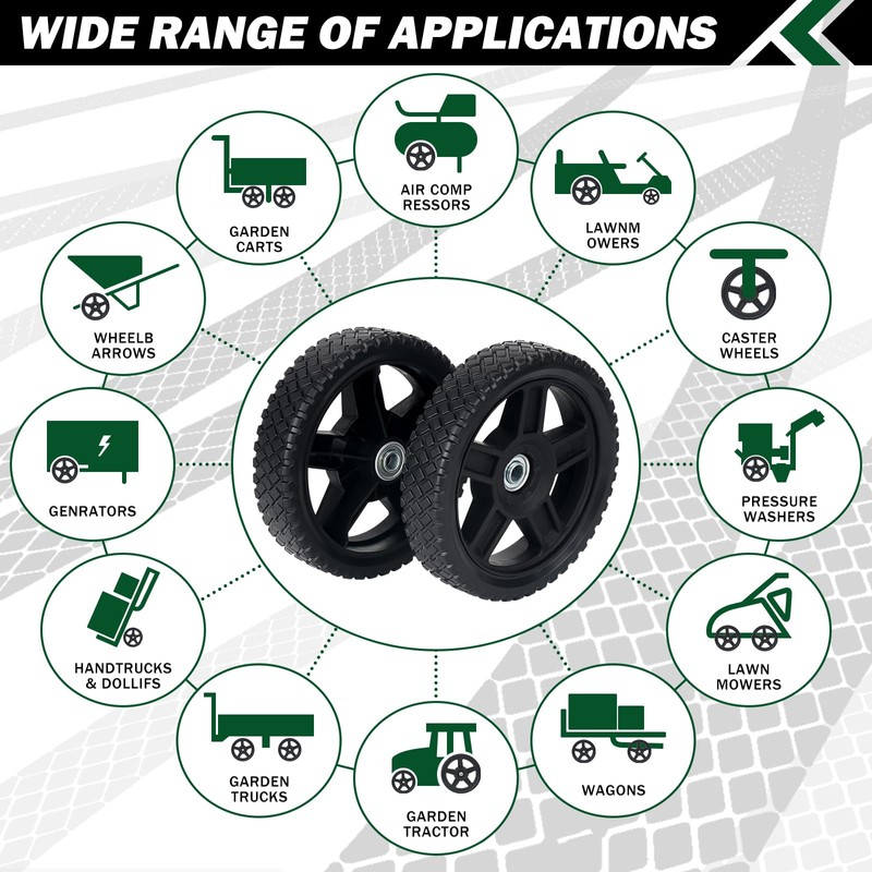CheeMuii 8 Inch Lawn Mower Wheels 2 Pack 8" Push