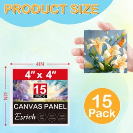 ESRICH Canvas Boards for Painting, 15 Pack Canvases 4x4 100% Cotton Small Paint Canvas Primed Acid Free Mini Blank Canvas Panels for Oil, Watercolor, Acrylic, Gouache & Tempera