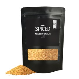 SPICED Dried Minced Garlic Spice for Seasoning, Cooking, Marinades and Rubs, 12 Oz. Closable Bag of Dried and Flavorful Garlic