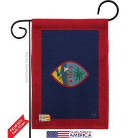 Guam Burlap Garden Flags Pack Regional Nationality Nation International World Country Particular Area USA Vintage Applique Small Decorative Gift Yard House Banner Double-Sided Made In 13 X 18.5