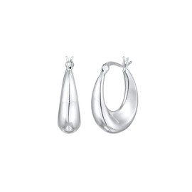 Elli Women's Creole Earrings Elegant Chunky in 925 Sterling Silver, Sterling silver, None