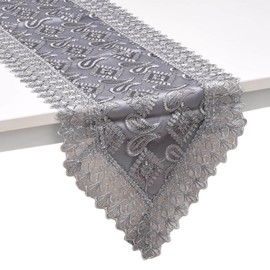 Shop LC Grey Farmhouse Table Runner 72 Inches Long for Dining Paisley Doilies Embroidered Boho Style Polyester Room Decor Kitchen Rustic Lace Tablecloth for Wedding Decorations Valentines Day Gifts