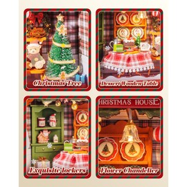 Rolife DIY Miniature House Kit Christmas Model Kit for Adults to Build 3D Wooden Puzzle Miniature Dollhouse Wall Mountable Home Decoration (Christmas Eve Party)
