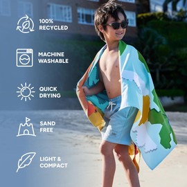 Dock & Bay Beach Towel - Quick Dry, Sand Free - Compact, Lightweight - 100% Recycled - Includes Bag - Build-A-Beach, Medium (130x70cm, 51x27)
