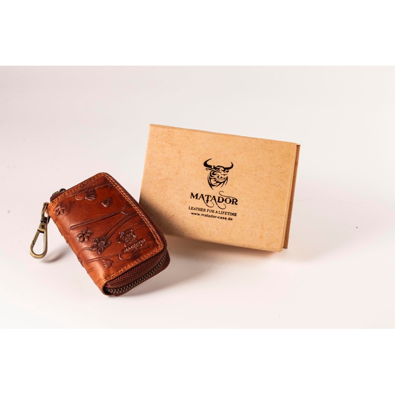 Matador K-65 Genuine Leather Keyring, Printed brown, Elegant