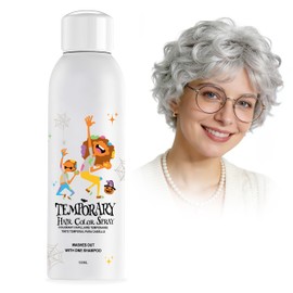 Amzsudy White Temporary Hair Color Spray for Girls Boys, Silver Instant Colored Hair Dye Alternative for Teens Women Men, Disposable Washable, Quick Styling for Party Christmas Halloween, 150ml
