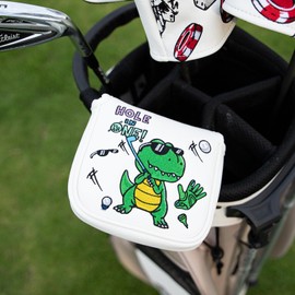 Golf Mallet Kawaii Magnetic Putter Cover Premium Embroidered PU Leather Odyssey 2 Ball Tailor Made Spider Putter Headcover (HOLE IN ONE)