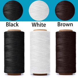 HILELIFE Professional Leather Thread, 520m 2Pcs 150D 0.8mm Waxed Thread for Leather Sewing, Repair Sewing Thread for Wallets, Shoes, Book Binding, Leather Craft DIY (White)