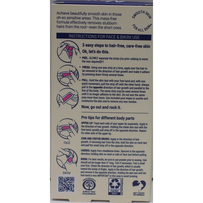 Nair Hair Remover Wax Ready-Strips 40 Count Face/Bikini (2 Pack)