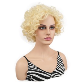 Wiginway Short Curly Women Wigs Blonde Synthetic Wigs Natural Women Hair